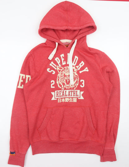 Mens UK Size M Superdry Red Pullover Hoodie