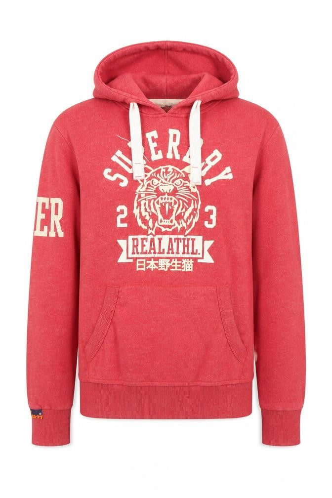 Mens UK Size M Superdry Red Pullover Hoodie