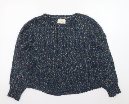 Mantaray Women's Blue Chunky Knit Crew Neck Jumper Size 18