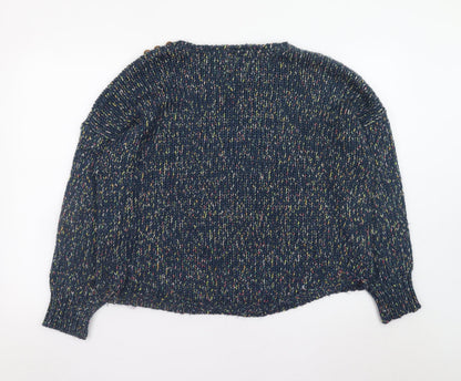 Mantaray Women's Blue Chunky Knit Crew Neck Jumper Size 18