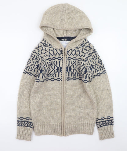 Womens UK Size 8 Mantaray Beige Full Zip Jumper