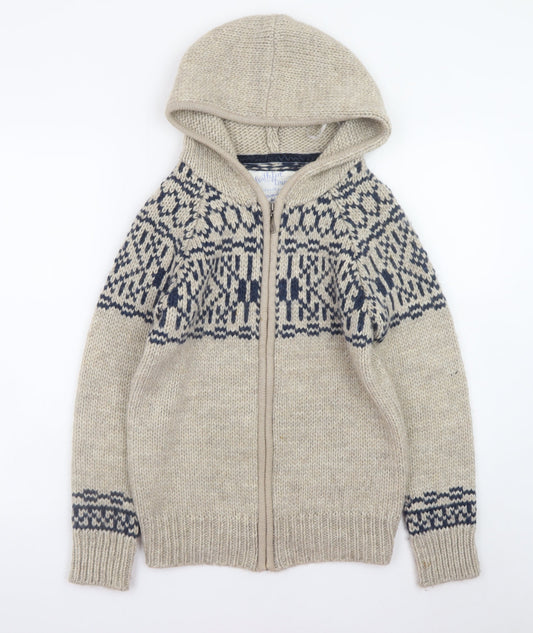 Womens UK Size 8 Mantaray Beige Full Zip Jumper
