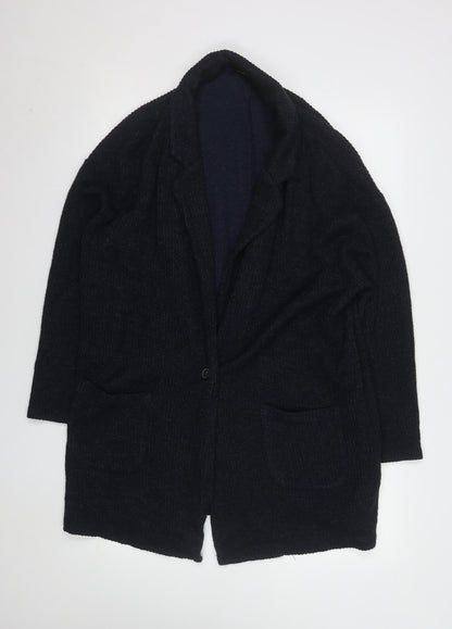 Next Women Black Large Long Sleeve Cardigan Knit Acrylic Blend