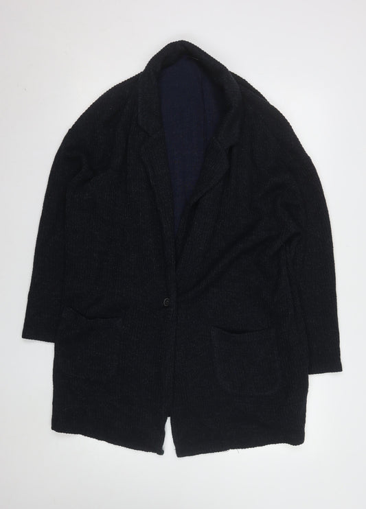 Next Women Black Large Long Sleeve Cardigan Knit Acrylic Blend