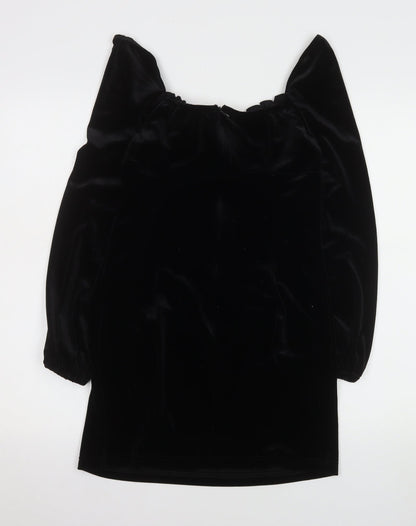 Narrated Womens Black Velvet Bodycon Mini Dress Size M Long Sleeve