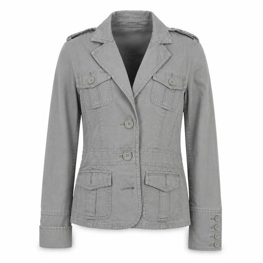Debenhams Womens Grey Cotton Military Jacket Size 10