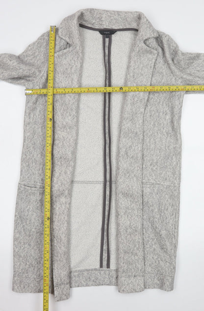Next Womens Grey Cotton Blend Long Coatigan Size 8 Excellent