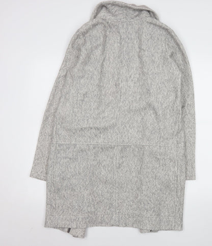 Next Womens Grey Cotton Blend Long Coatigan Size 8 Excellent