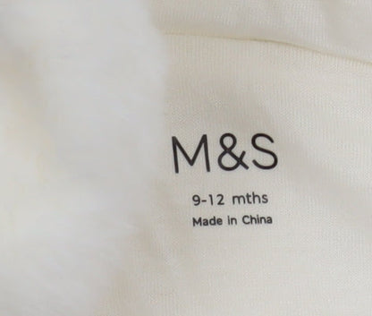 Marks and Spencer Unisex Baby Ivory Faux Fur Hooded Snowsuit 9-12 Months
