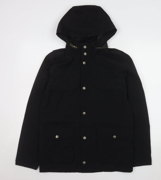 FatFace Men's Black Waterproof M65 Jacket XS Hooded Cotton Blend