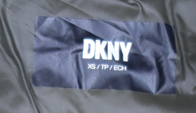 DKNY Women’s Green XS Long Hooded Quilted Puffer Coat