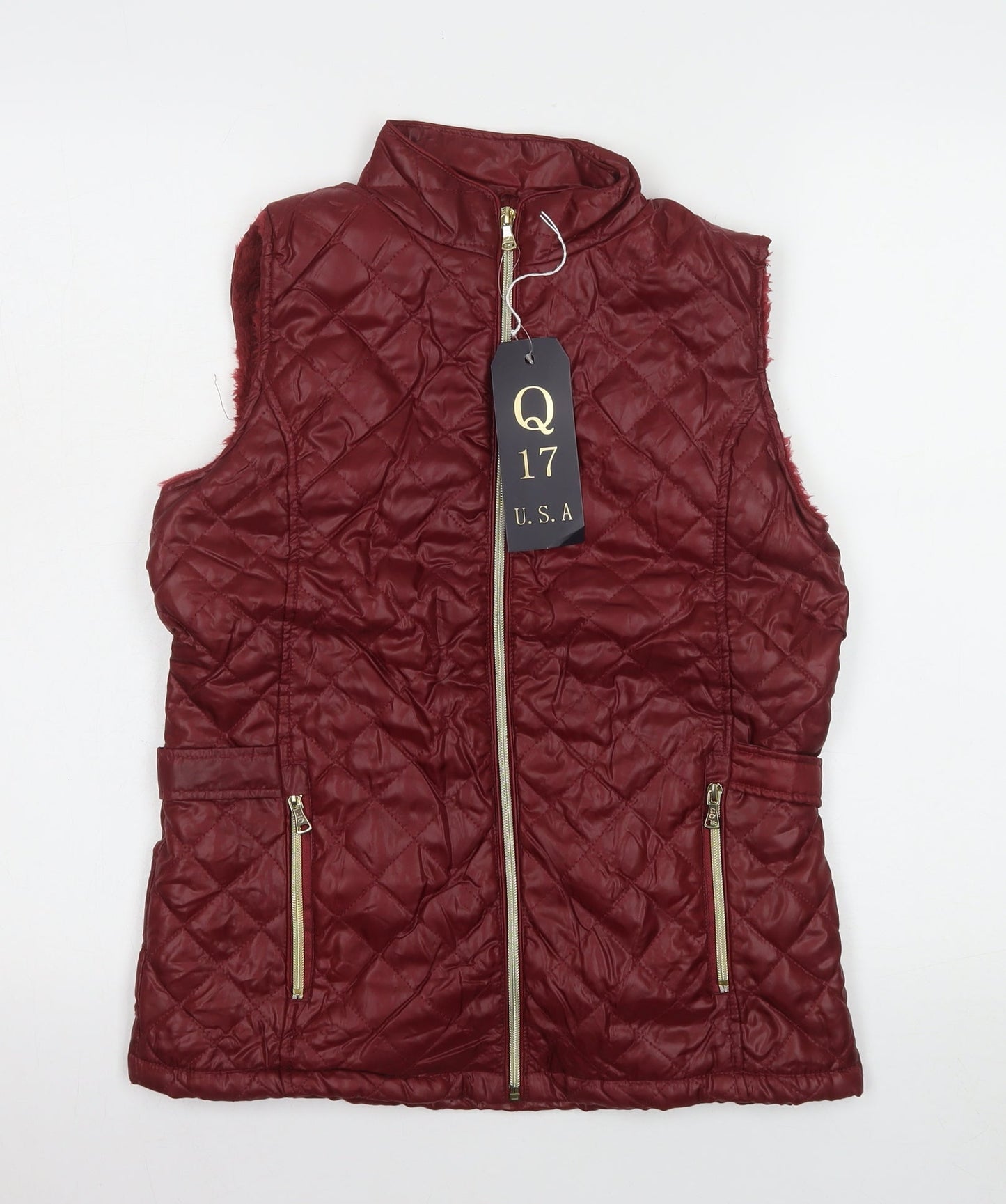 Womens UK Size S Q17 Red Quilted Coat