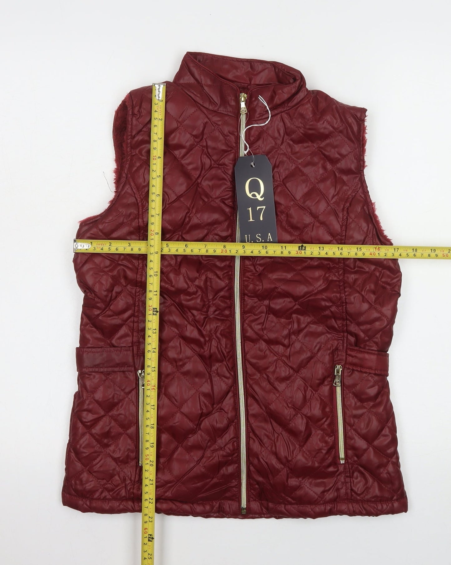 Womens UK Size S Q17 Red Quilted Coat