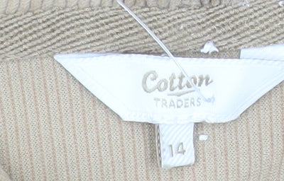 Womens UK Size 14 Cotton Traders Beige Pullover Hoodie