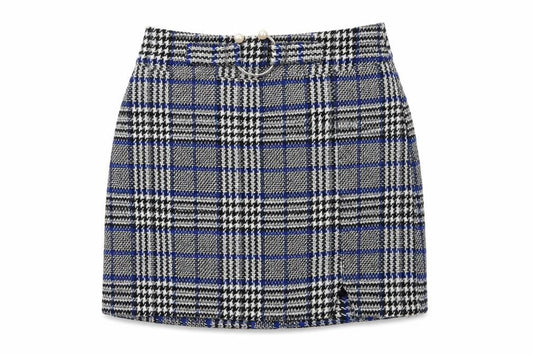 ASOS Women’s Blue Plaid Tweed Short Skirt UK 8 Lined Preppy Style