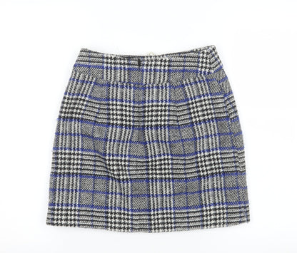 ASOS Women’s Blue Plaid Tweed Short Skirt UK 8 Lined Preppy Style