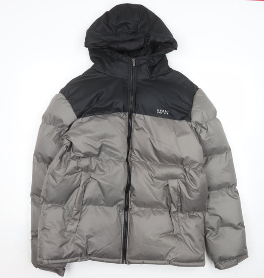 Mens UK Size 2XL boohooMAN Grey Puffer Jacket