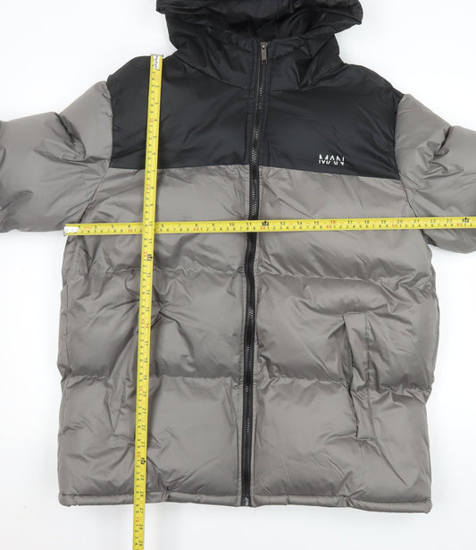 Mens UK Size 2XL boohooMAN Grey Puffer Jacket