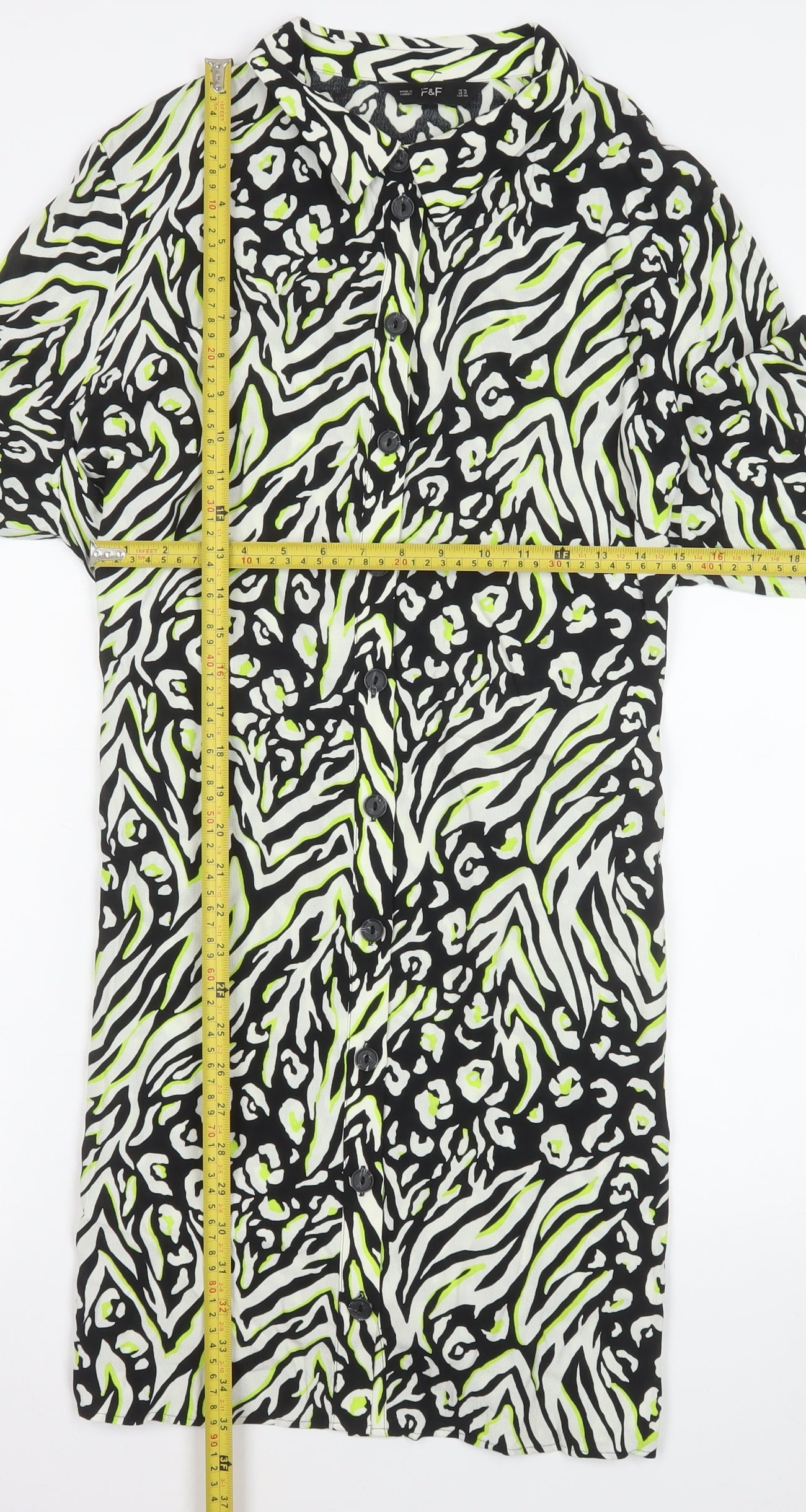 F&F Women’s Multicoloured Animal Print Shirt Dress Size 16