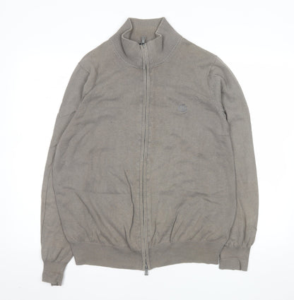Henri Lloyd Men’s Grey Cotton Full Zip Knit Jacket Size L