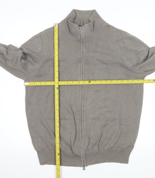 Henri Lloyd Men’s Grey Cotton Full Zip Knit Jacket Size L