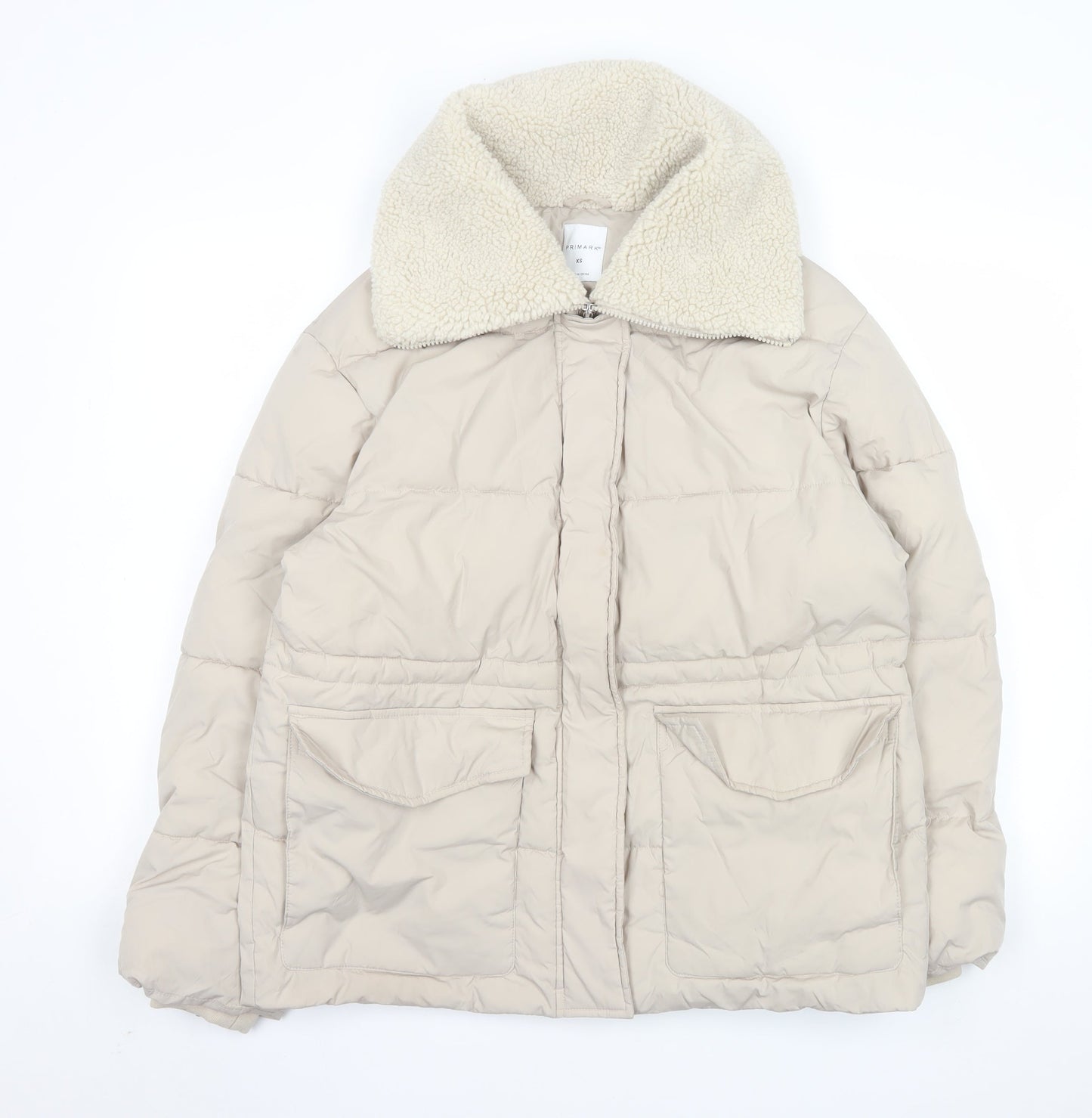 Womens UK Size XS Primark Beige Puffer Jacket