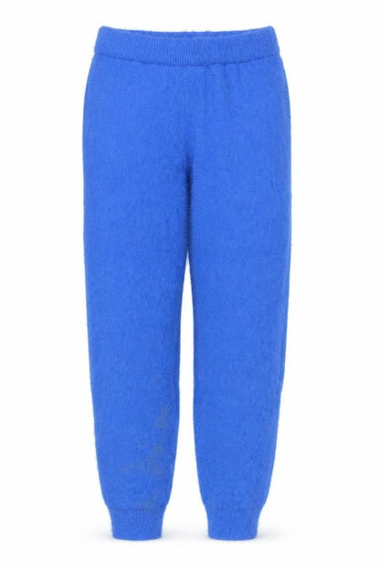 Front view of In The Style Women Blue, size 14, Wool-Blend Jogger Trousers