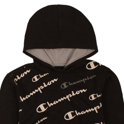 Champion Boys Black XL Pullover Fleece Hoodie with Logo Print
