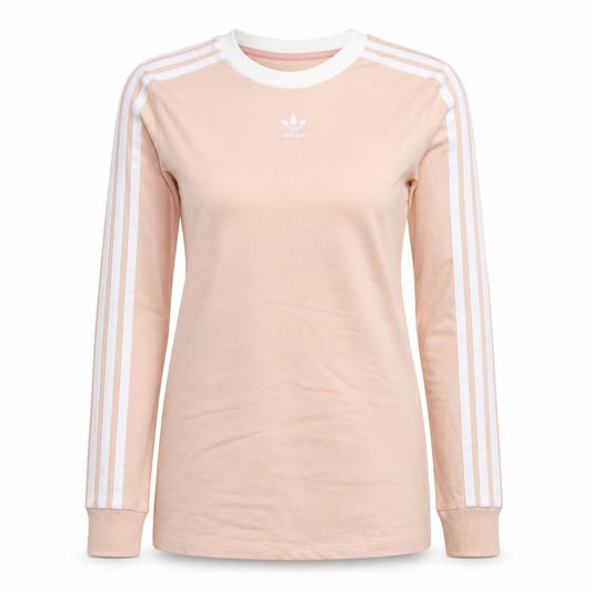 Front view of Adidas Women’s Pink Long Sleeve Crew Neck T-Shirt, size UK 8