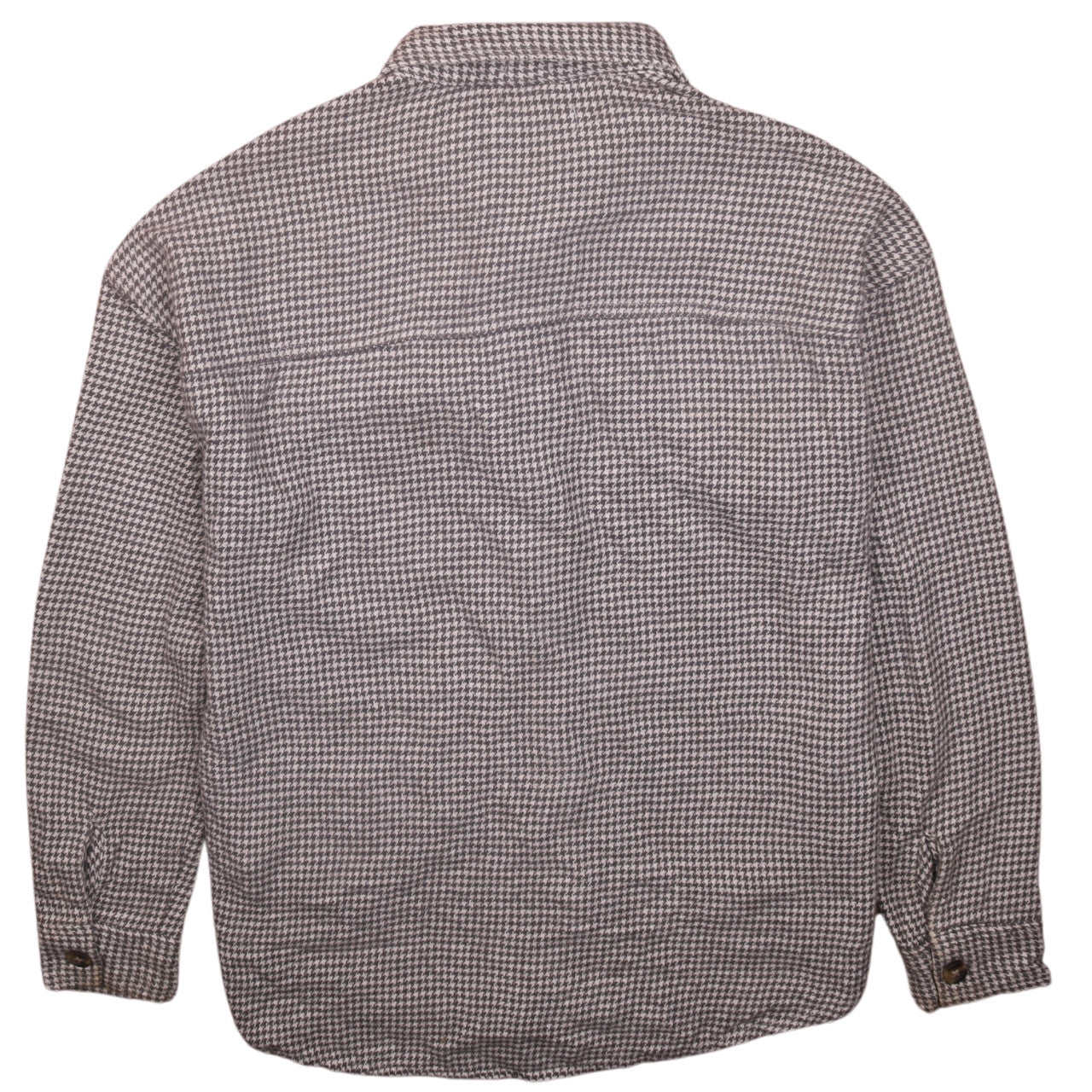 Hollister Women Grey Houndstooth Button-Up Shirt Medium