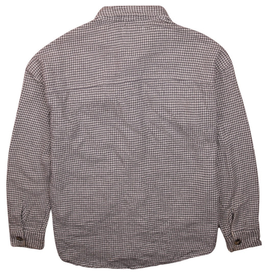 Hollister Women Grey Houndstooth Button-Up Shirt Medium