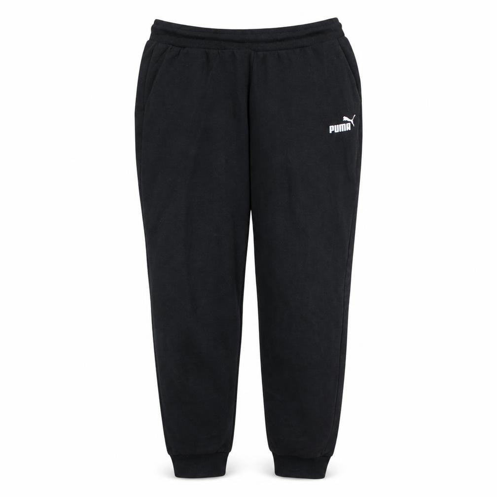 Front view of Puma women’s black xl jogger sweatpants fleece trousers