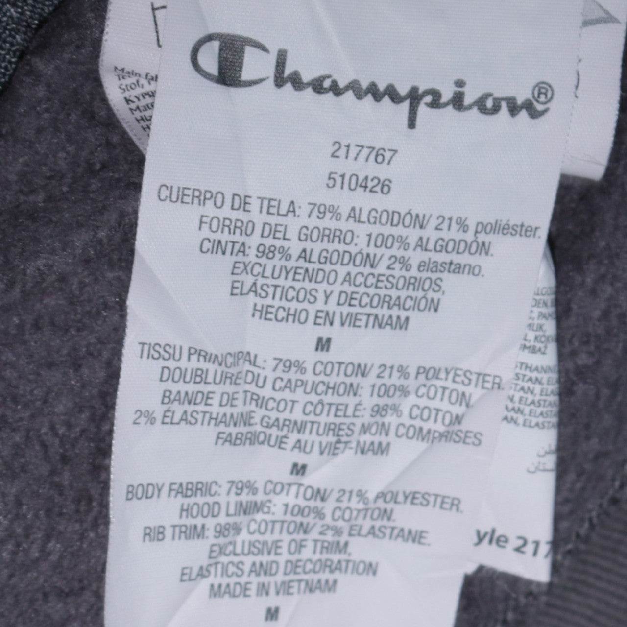 Mens UK Size M Champion Grey Full Zip Hoodie