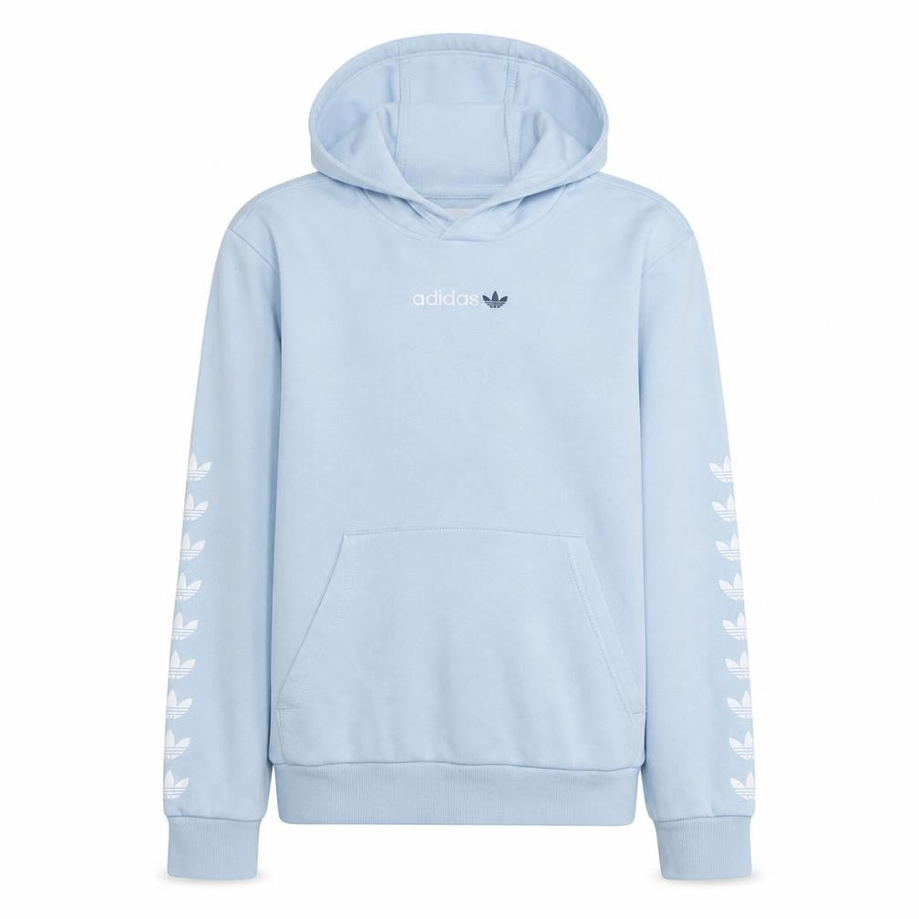 Front view of Adidas girls’ light blue hooded pullover sweatshirt 15-16 years xl