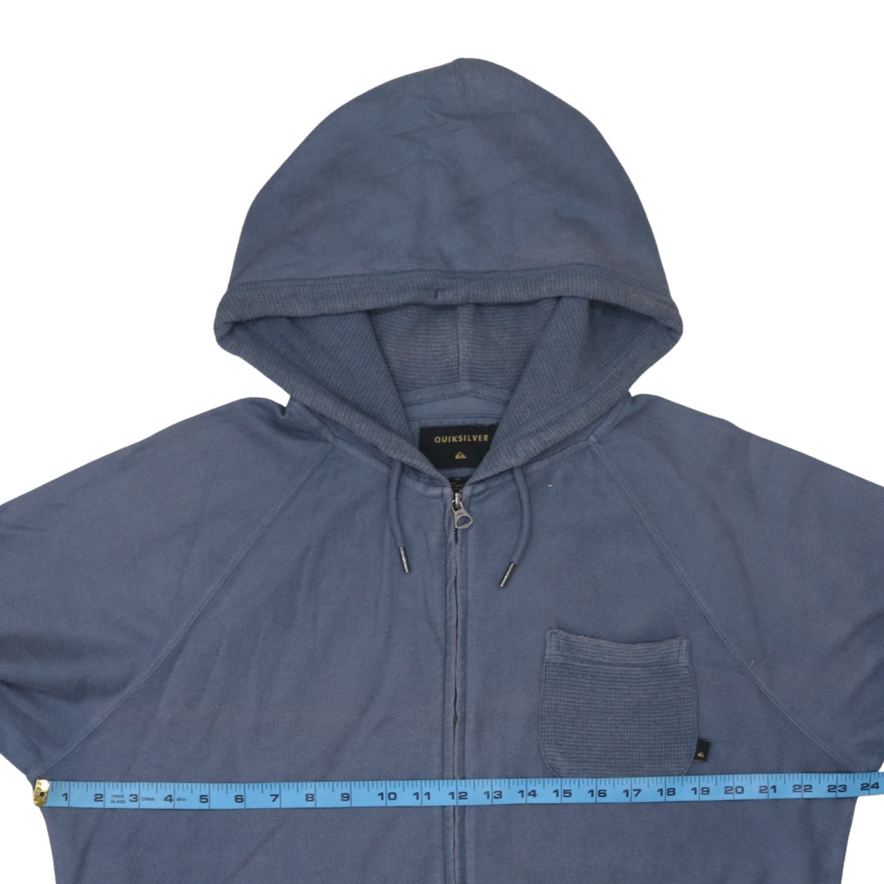 Mens UK Size L Quiksilver Blue Full Zip Hoodie