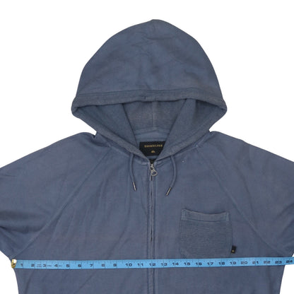 Mens UK Size L Quiksilver Blue Full Zip Hoodie