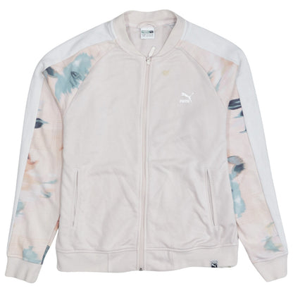 Puma Womens Beige Track Jacket Size 12 Full Zip Sports Top
