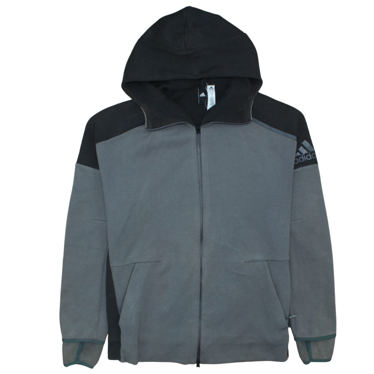Mens UK Size 2XL adidas Grey Full Zip Hoodie