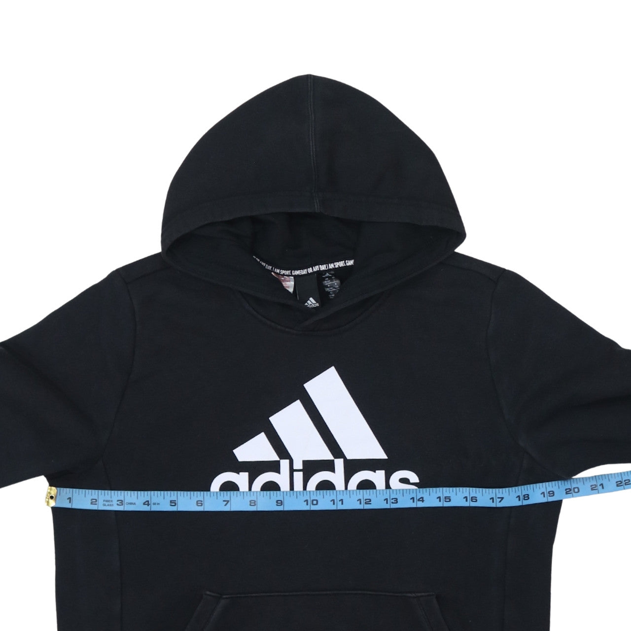 Adidas Boys Black Pullover Hoodie 13-14 Years Graphic Logo Fleece