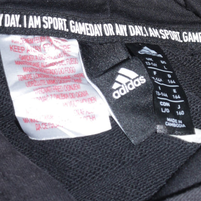 Adidas Boys Black Pullover Hoodie 13-14 Years Graphic Logo Fleece