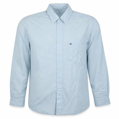 Tommy Hilfiger Men's Blue Button-Down Long Sleeve Cotton Shirt M