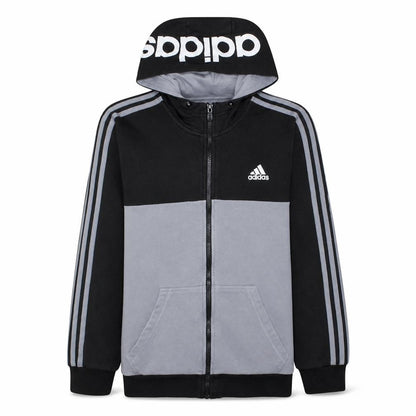 Front view of adidas Men Black Full Zip Hoodie M Sports Fleece Sweatshirt