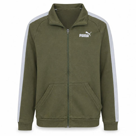 Front view of Puma Men's Green Track Jacket Small Full Zip Lightweight Sportswear