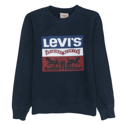 Levi's Boys Blue Logo Crew Neck Pullover Sweatshirt - Size 14 Years