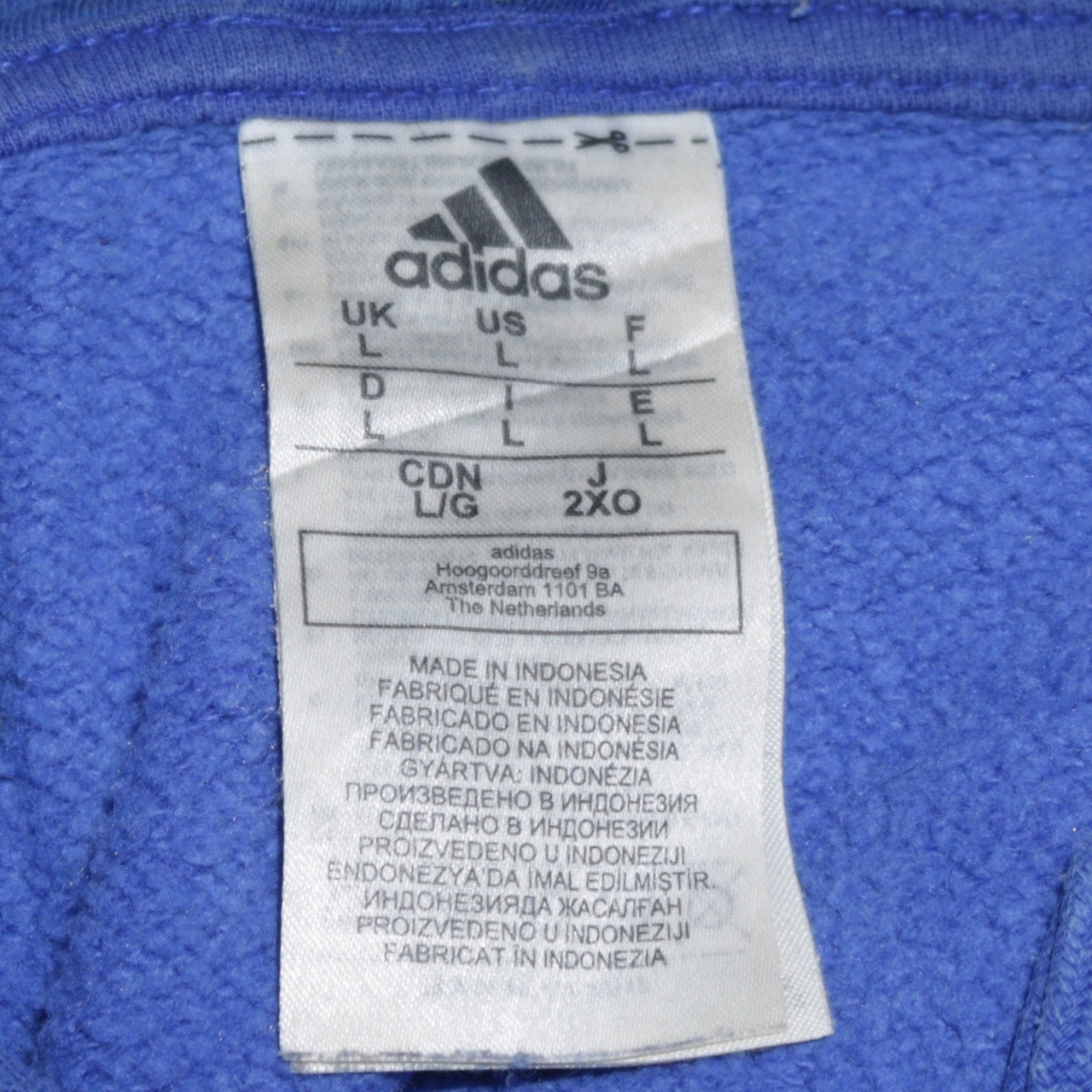 Mens UK Size L adidas Blue Pullover Hoodie