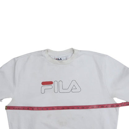 Fila Men's White Logo Crew Neck Pullover Sweatshirt M