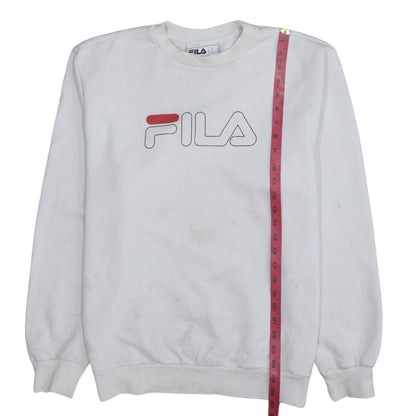 Fila Men's White Logo Crew Neck Pullover Sweatshirt M