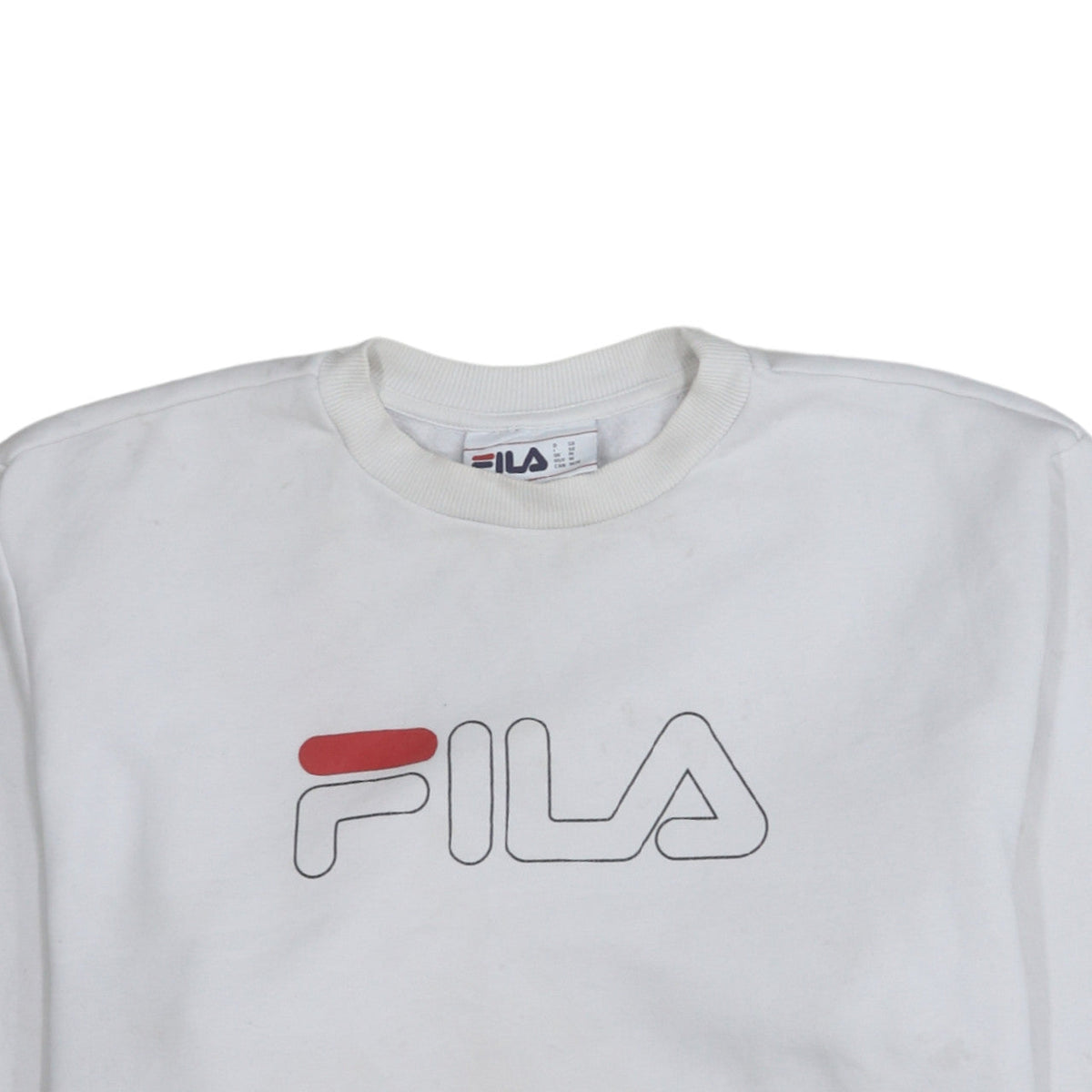 Fila Men's White Logo Crew Neck Pullover Sweatshirt M