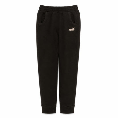 Front view of Puma women’s black jogger sweatpants, size UK 8, fleece activewear