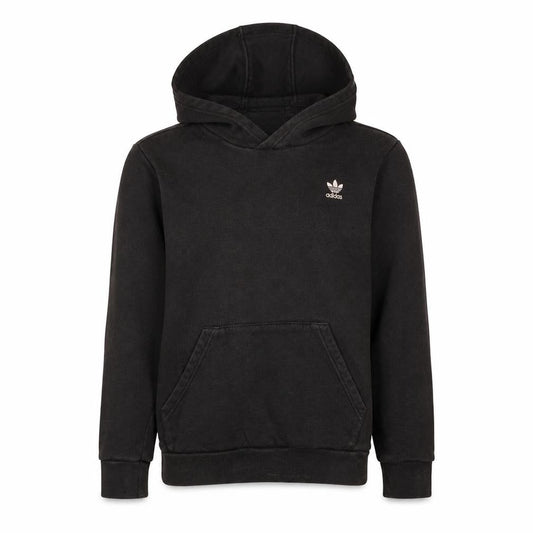 Front view of Adidas boys’ black hoodie 13-14 years pullover cotton blend casual wear